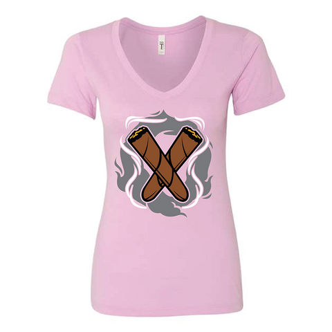 Lilac Cigar Pxrn Logo Women's V-Neck T-Shirt