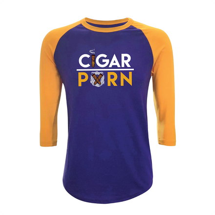Purple/Gold Cigar Pxrn 3/4 Sleeve T-Shirt