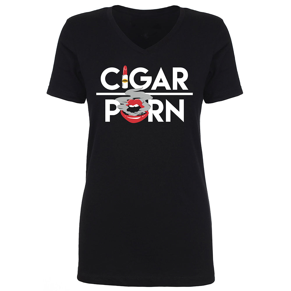 Black Cigar Pxrn Lipstick Women's V-Neck T-Shirt