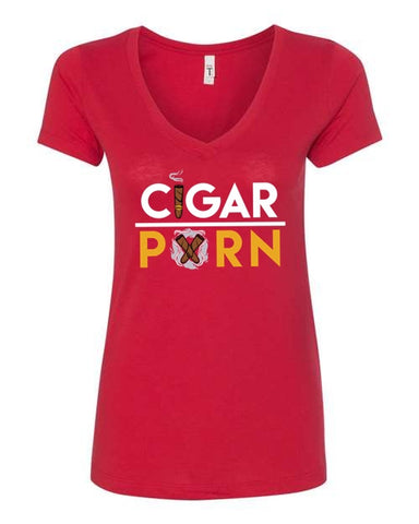 Red Cigar Pxrn Women's V-Neck T-Shirt