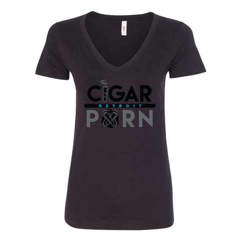 Blackout Rep Your City "Detroit" Cigar Pxrn Women's V-Neck T-Shirt