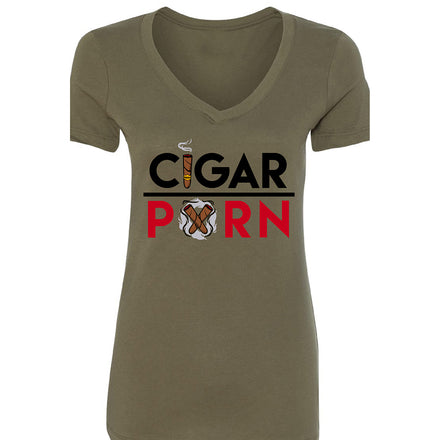 Military Green Cigar Pxrn Women's V-Neck T-Shirt