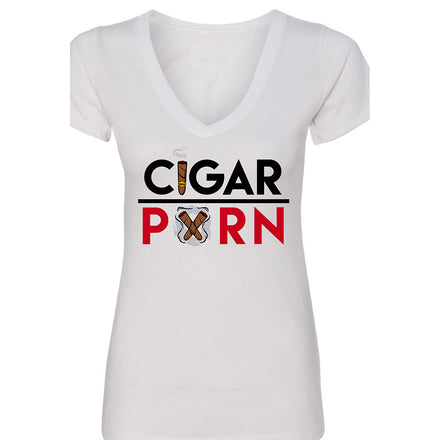 White Cigar Pxrn Women's V-Neck T-Shirt